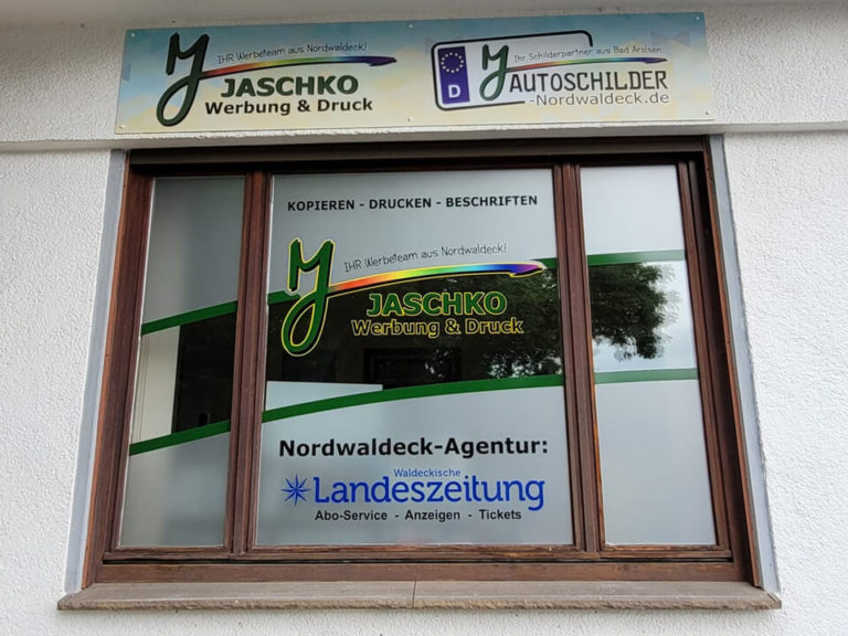 Schaufenster Beschriftung Jaschko